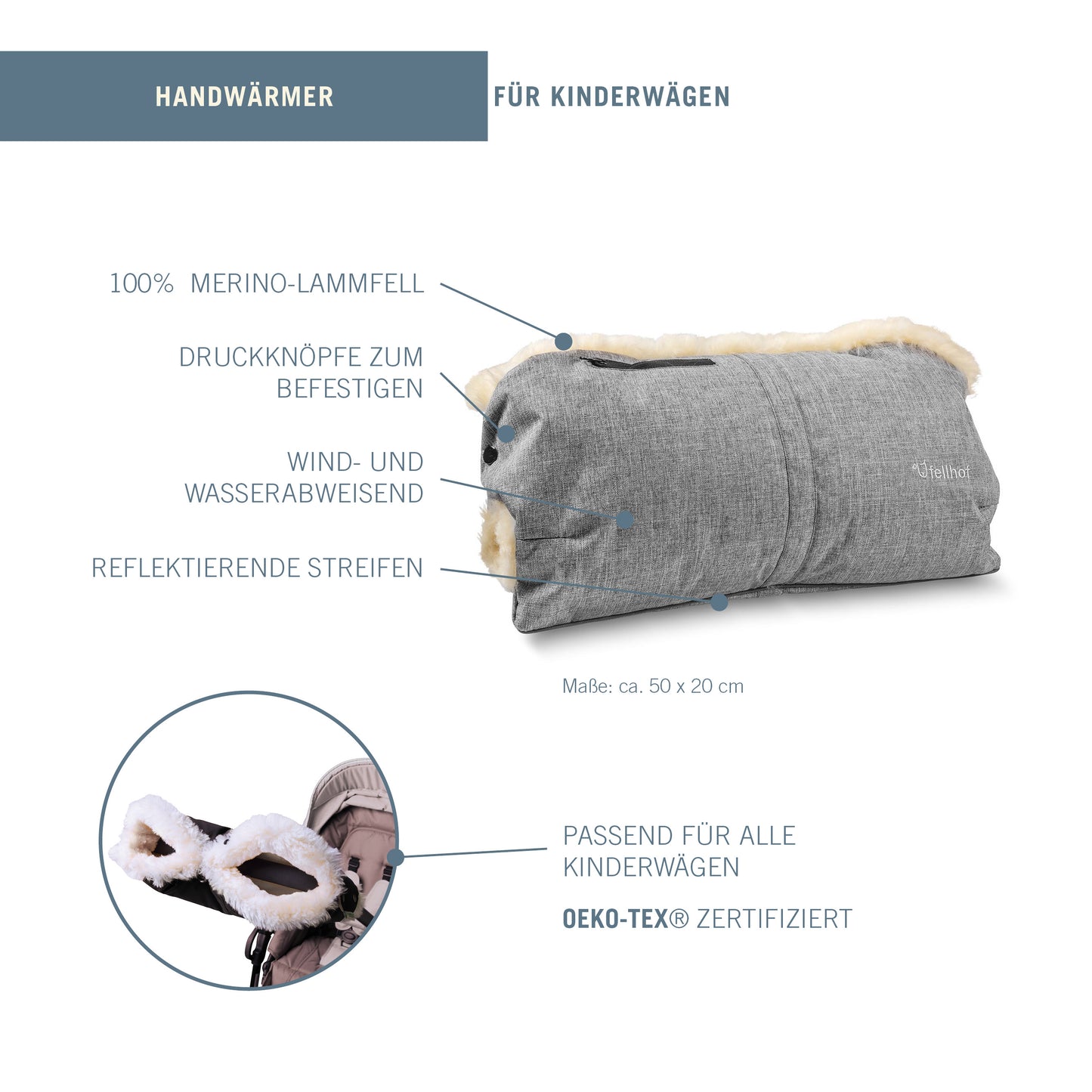 Kinderwagen-Handwärmer aus Lammfell